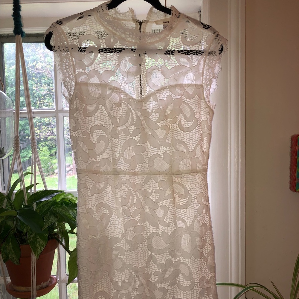 White high neck lace formal dress